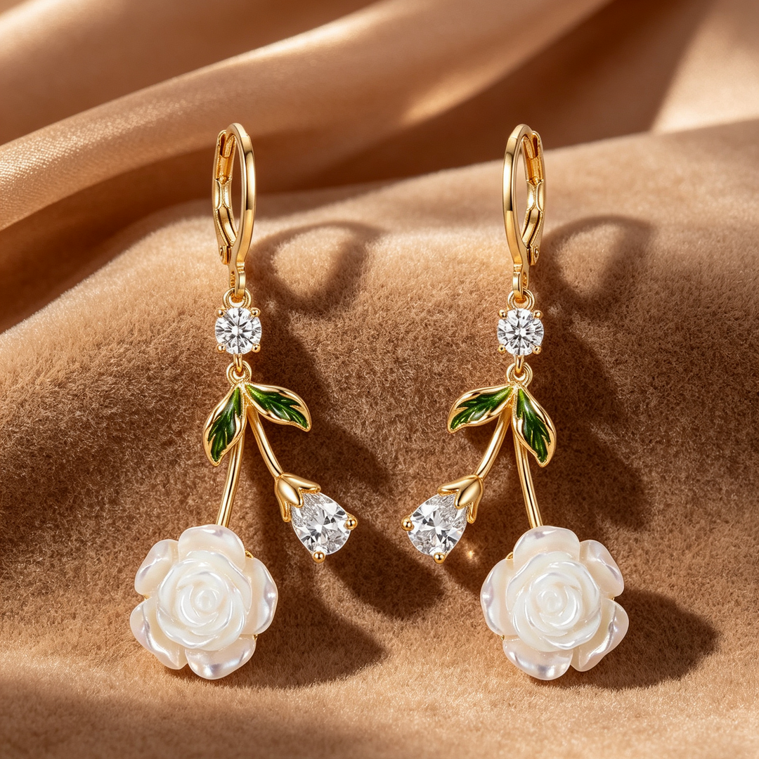 Rose Earrings Floral Drop Date Night