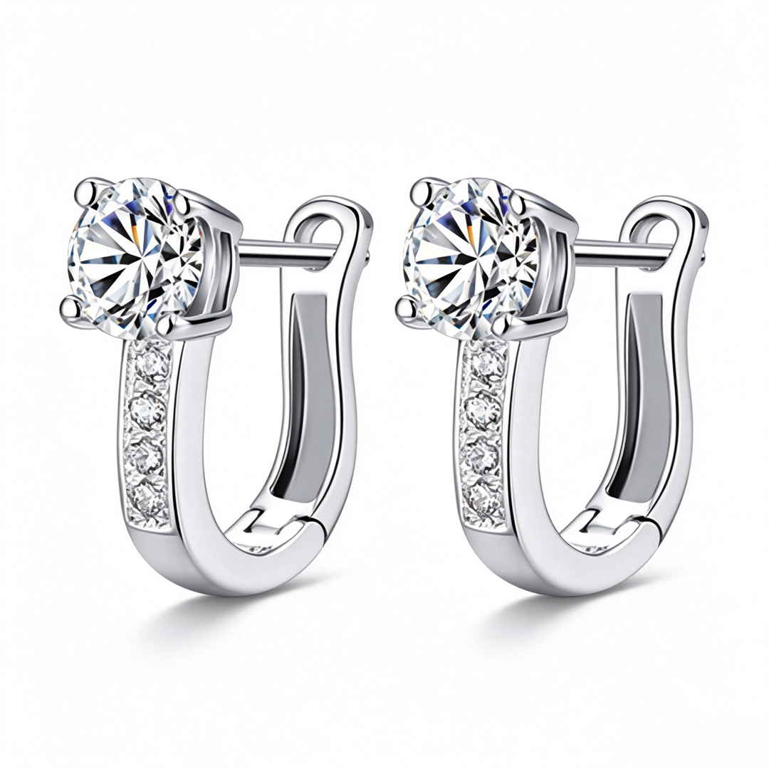 U Shape Sparkle Huggie Hoop Earrings Everyday Outfit