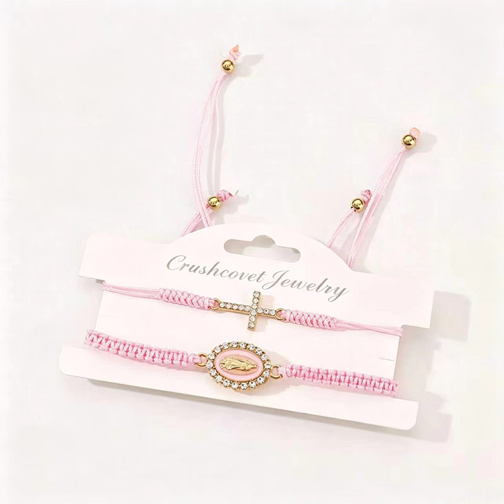 Virgin Mary Cross Bracelet Set