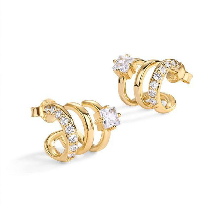 Triple-ring stud earrings for everyday wear