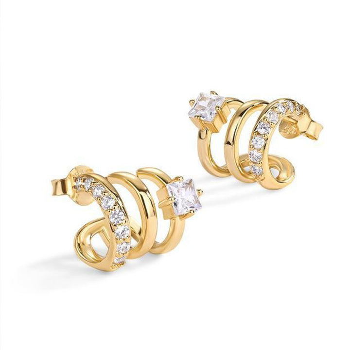 Triple-ring stud earrings for everyday wear