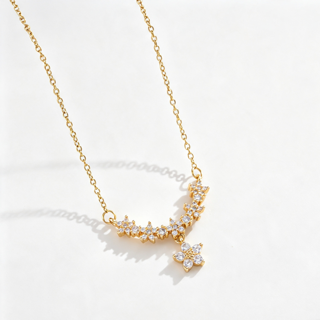 Minimalist Sparkle Floral Choker Necklace