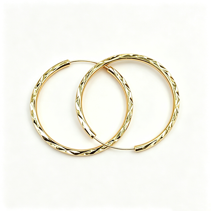 Textured Large Gold Hoop Earrings 1.4 Inch For Daily Outfits And Events