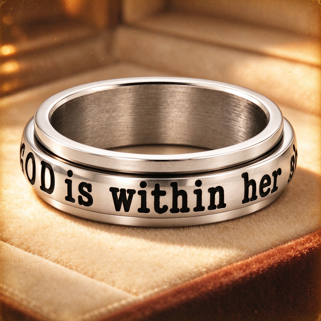 Scripture Engraved Cross Spinner Fidget Ring