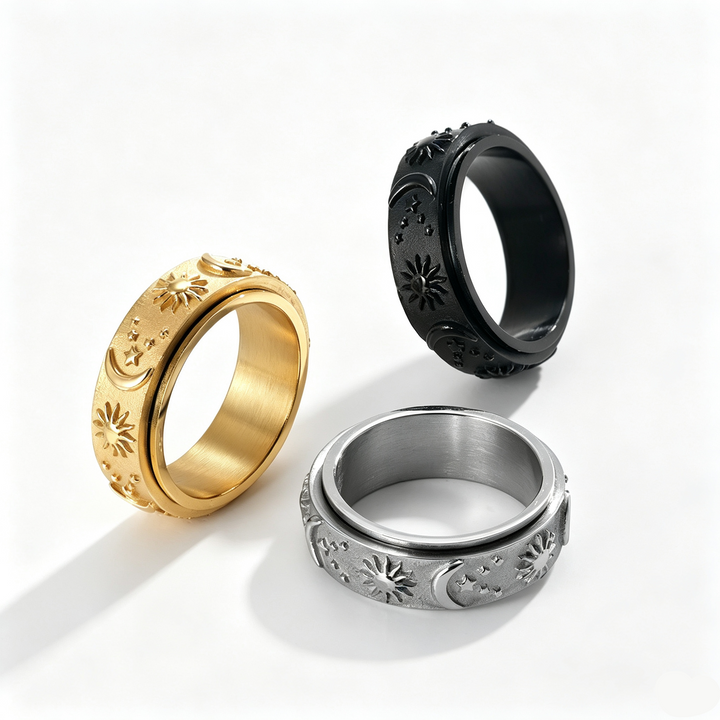 Celestial Sun Moon Spinner Ring