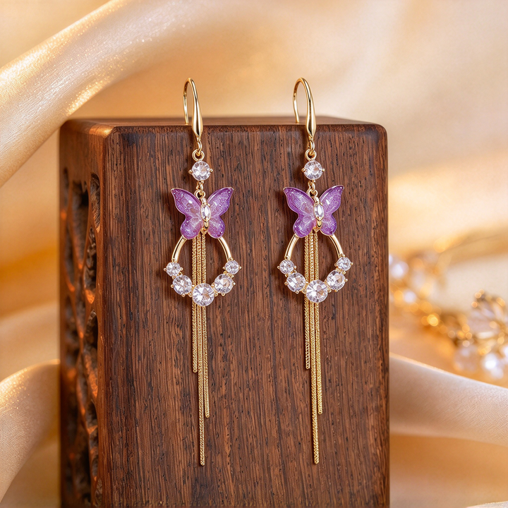 Butterfly Tassel Drop Earrings