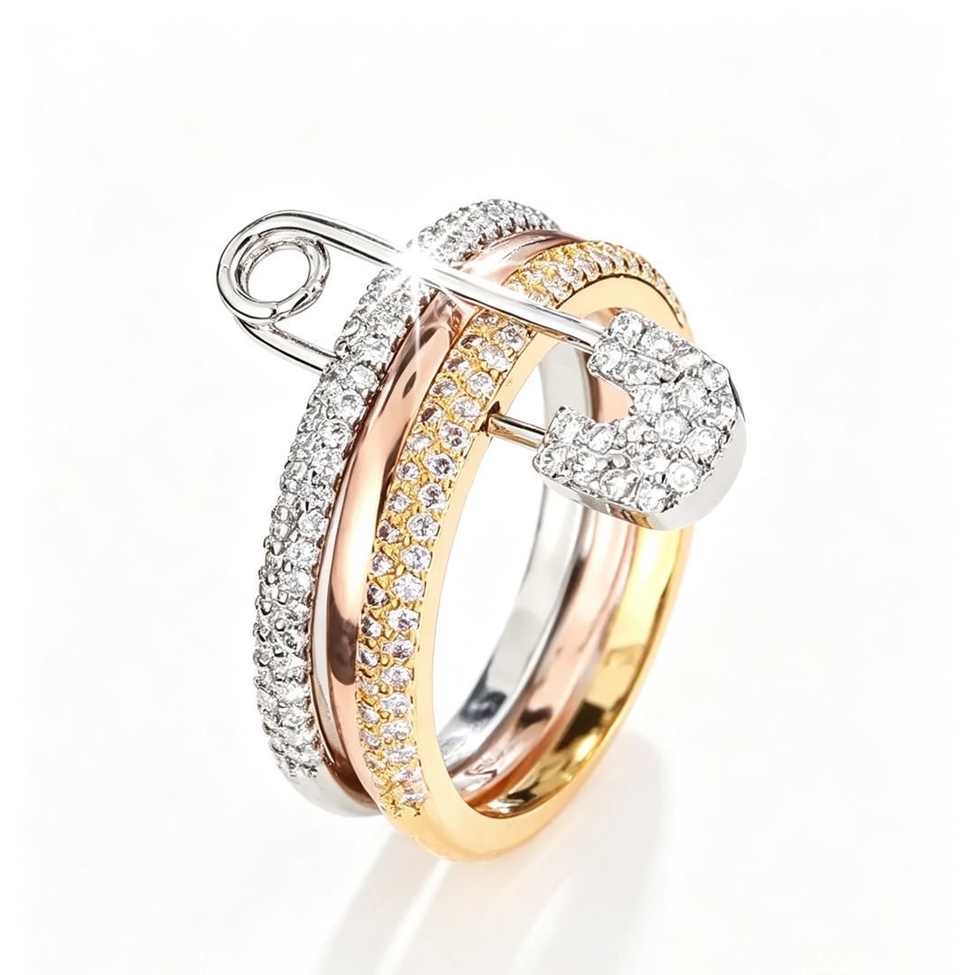 Safety Pin Stackable Layer Ring Set Party Accessory
