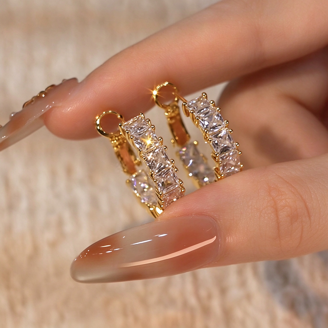 Radiant Baguette Hoop Earrings