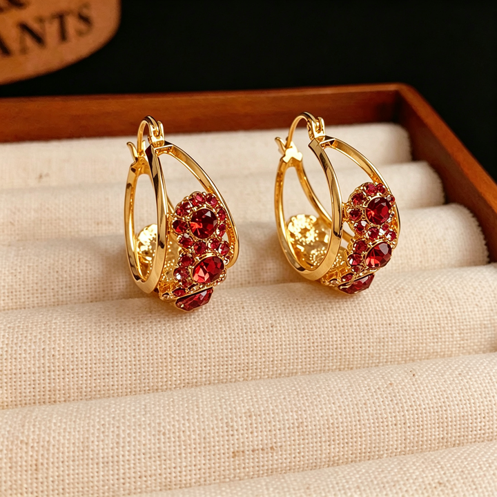Delicate Mocha Zircon Cutout Huggie Earrings