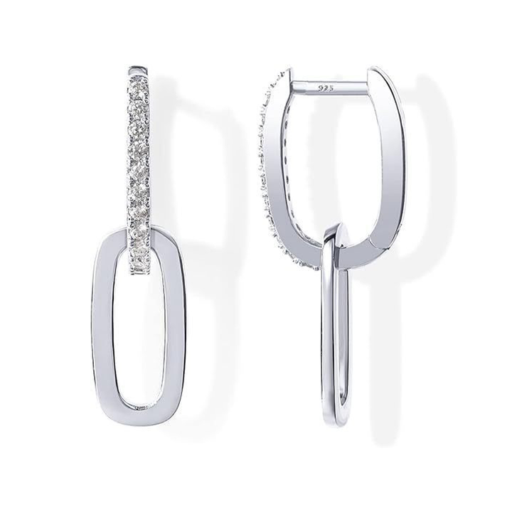 Oval Link Dangle Hoop Earrings