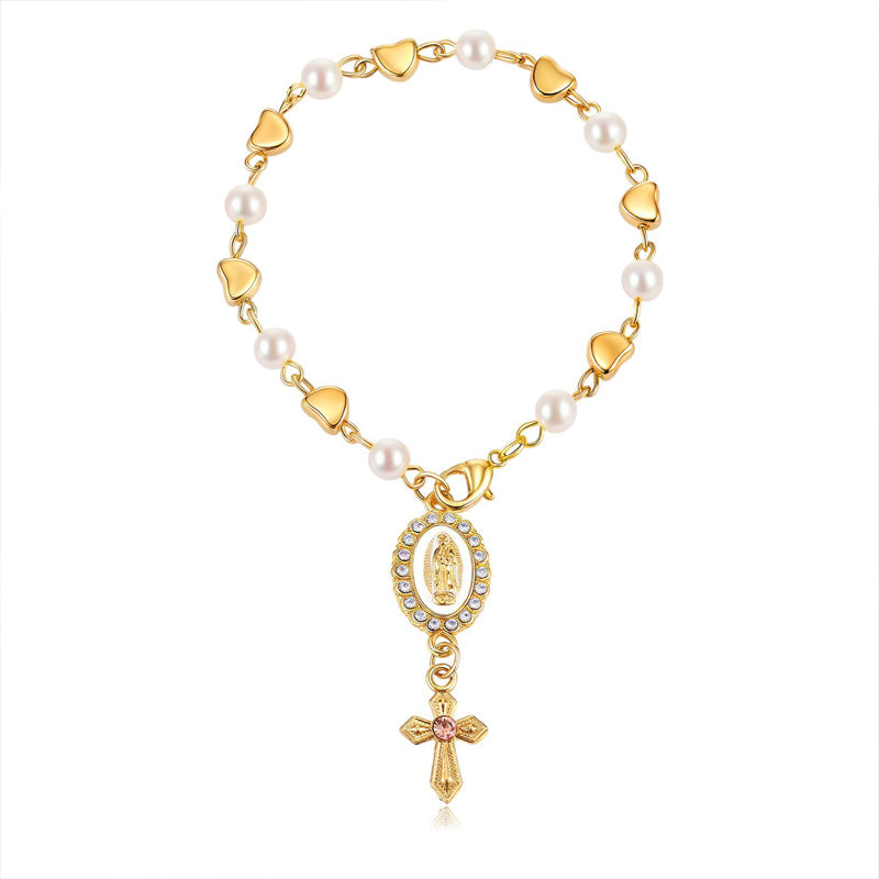 Pearl cross car bag charm