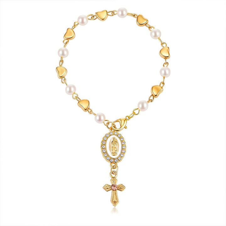 Pearl cross car bag charm