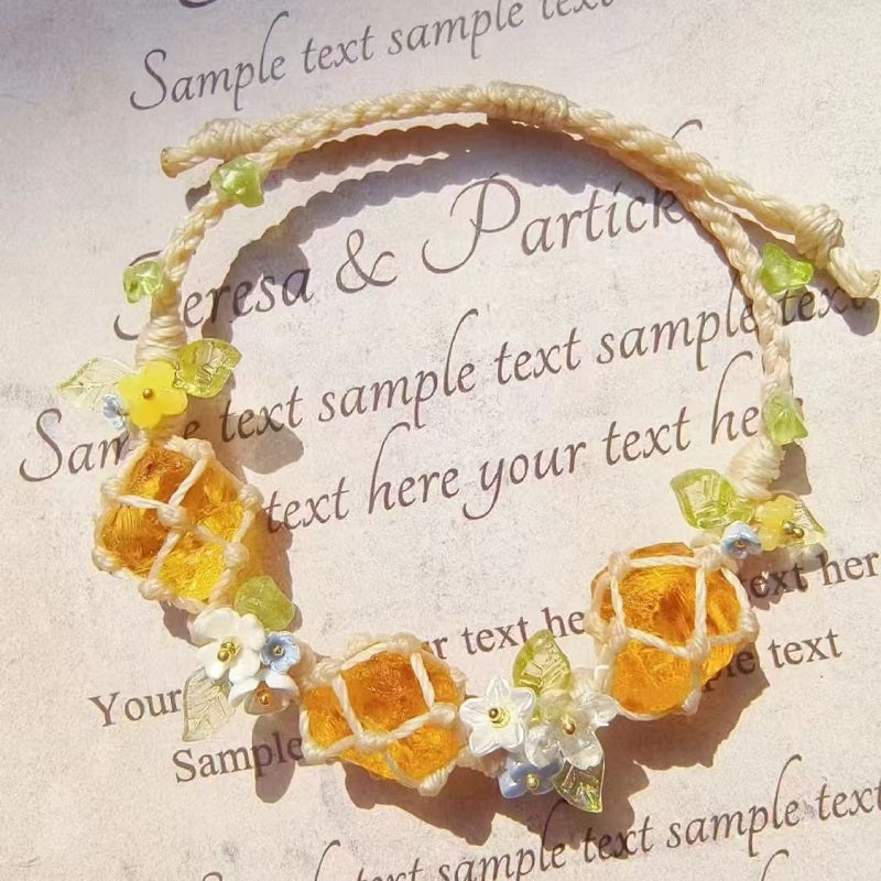 Handwoven Floral Crystal Bracelet