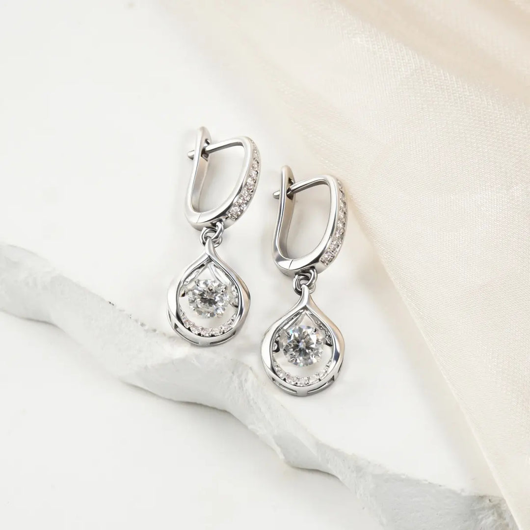 CZ Teardrop Dangle Huggie Earrings