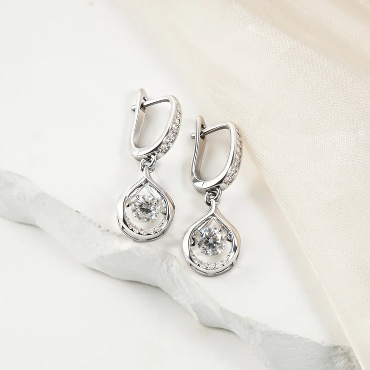 CZ Teardrop Dangle Huggie Earrings