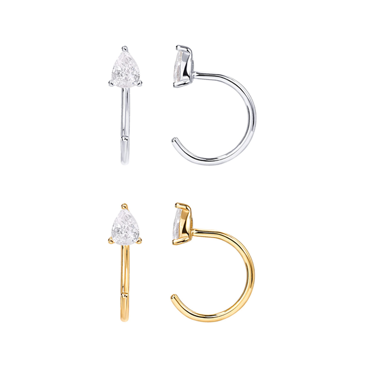 Mini Teardrop C Hoop Studs Everyday Stack