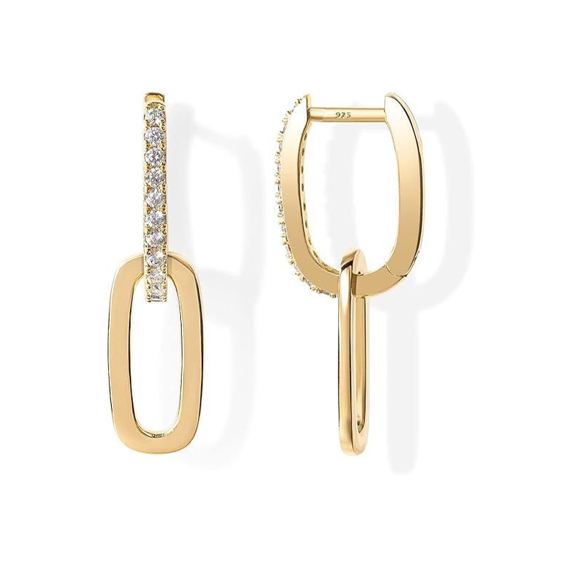 Oval Link Dangle Hoop Earrings