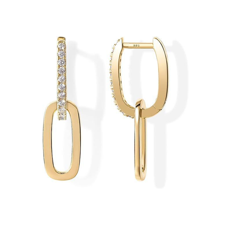 Oval Link Dangle Hoop Earrings