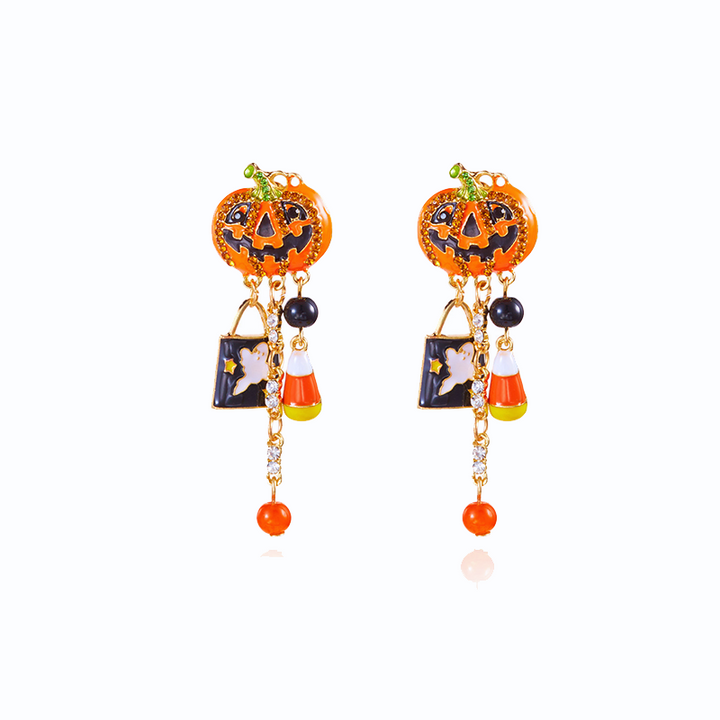 Ghost Pumpkin Halloween Drop Earrings