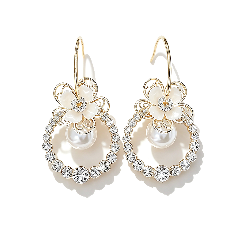 Floral Hoop Earrings Sparkling Date Night