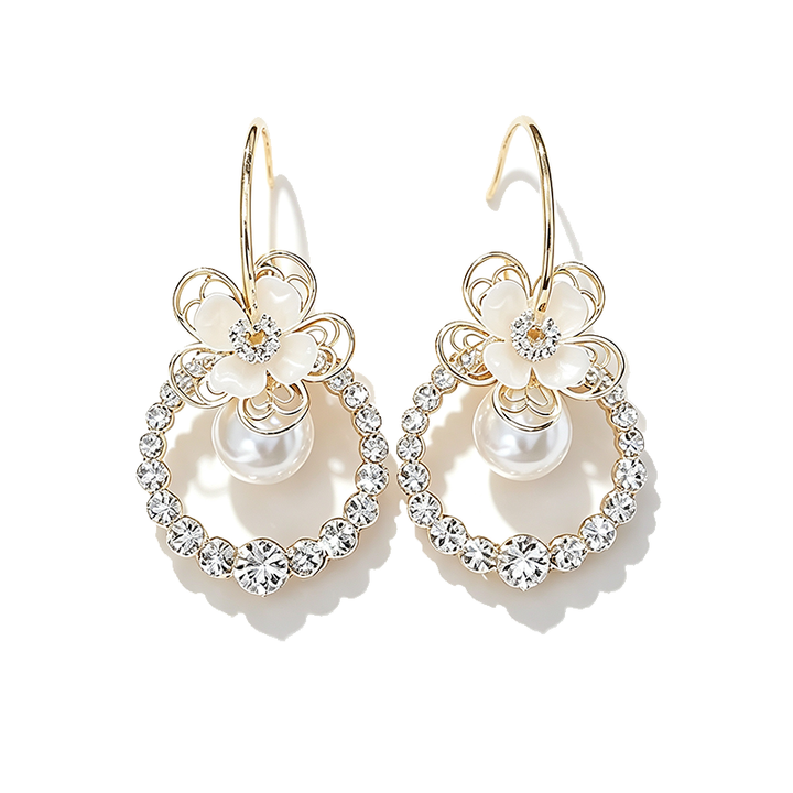 Floral Hoop Earrings Sparkling Date Night