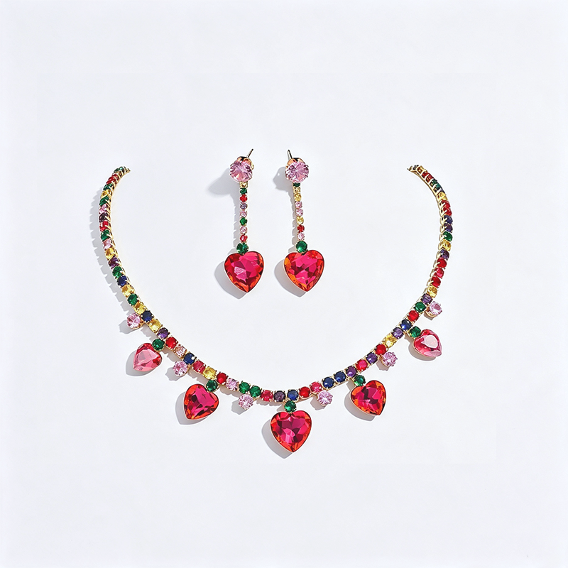 Heart Charm Necklace Set