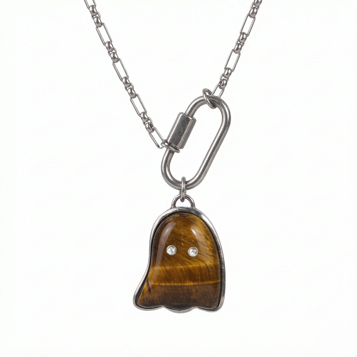Natural Stone Ghost Pendant Necklace