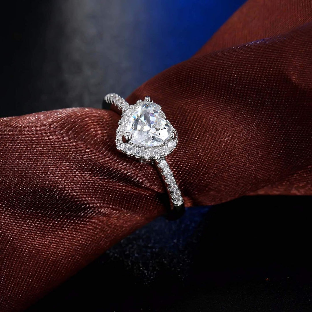 Heart Halo Zircon Statement Ring Daily Wear Jewelry
