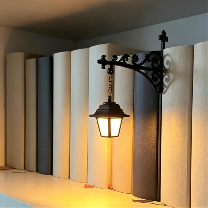 Clip On Iron Scroll Bracket Mini Lantern Bookshelf Decor
