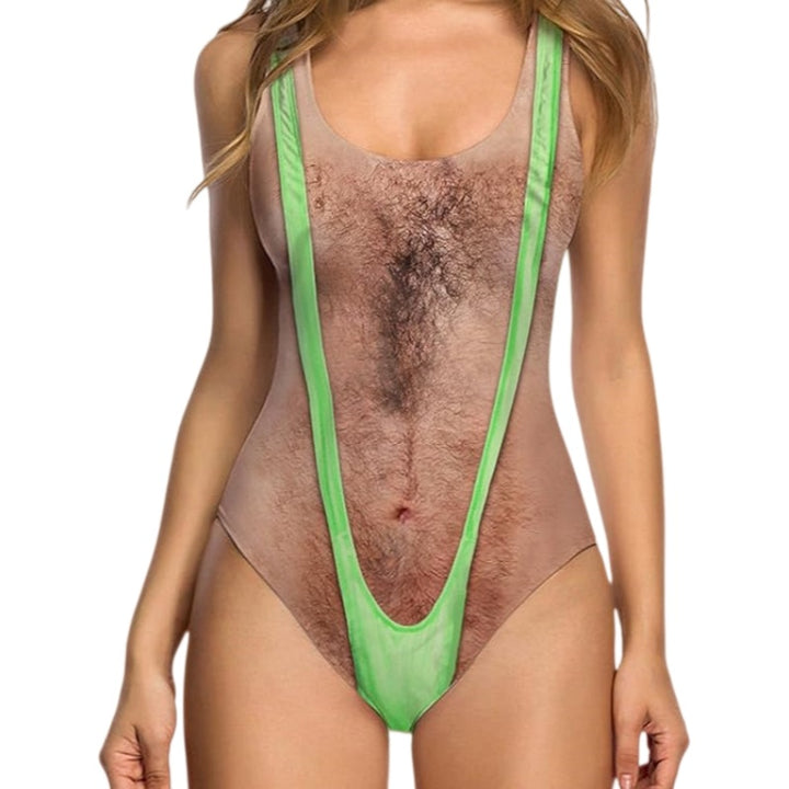Chest Hair Print One Piece Swimsuit