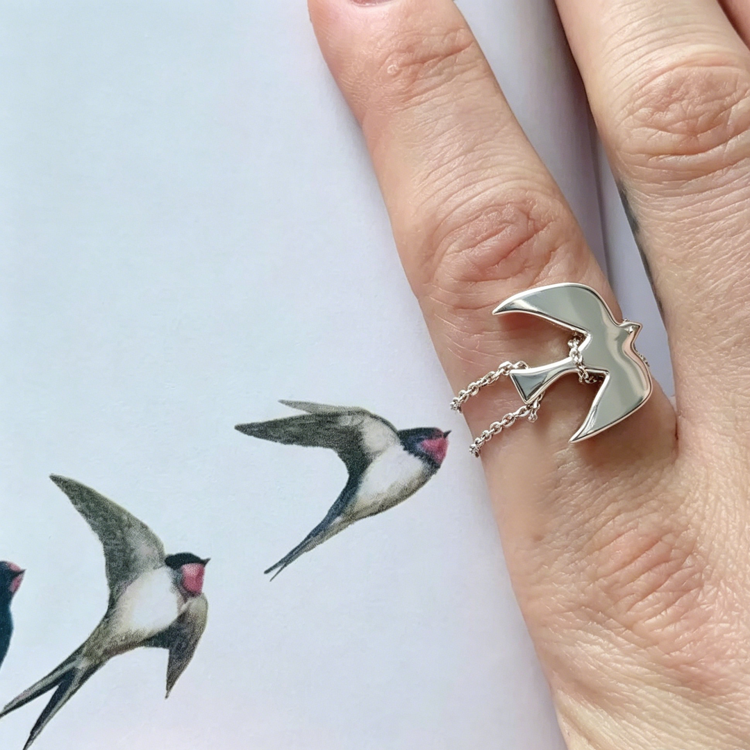 Flying Bird Dainty Chain Ring For Casual Styling