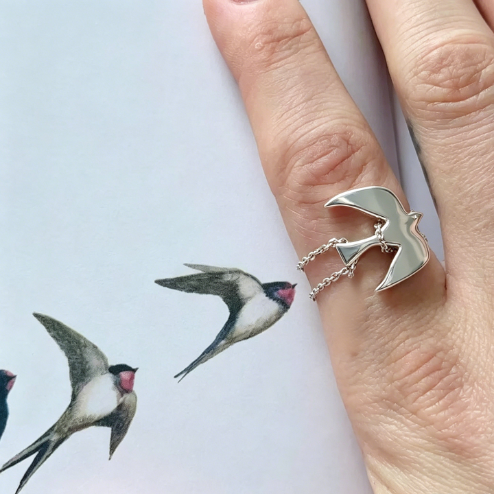Flying Bird Dainty Chain Ring For Casual Styling