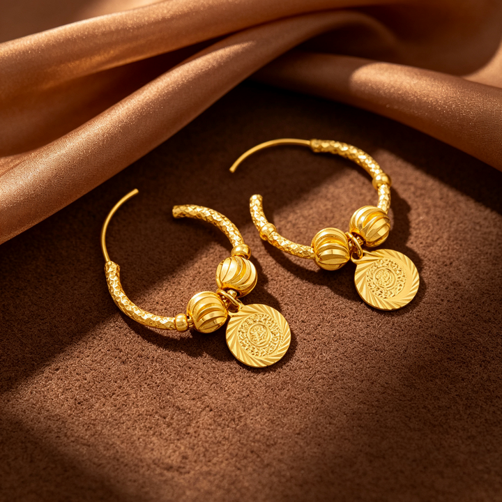 Coin Charm Hoop Earrings for Everyday