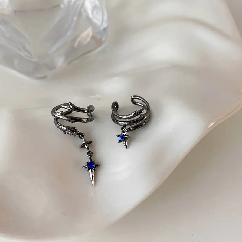 Asymmetrical Blue Zircon Ear Cuff