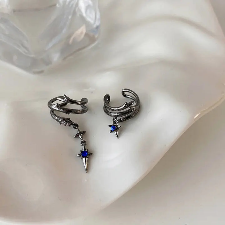 Asymmetrical Blue Zircon Ear Cuff