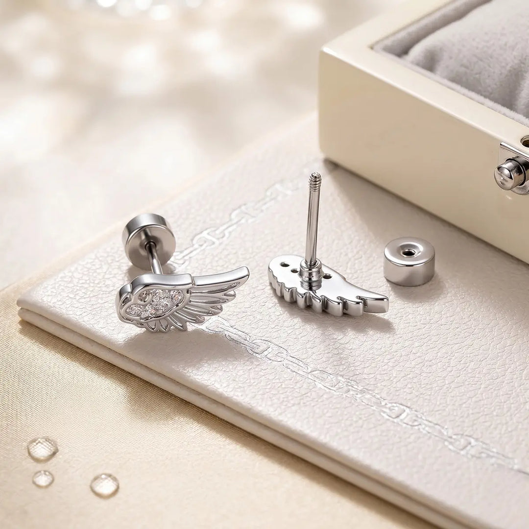 Wing Cross Earrings Layered Ear Stack