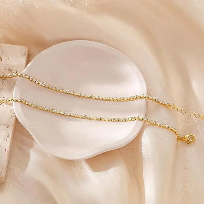 Elegant Tiny CZ Tennis Choker Necklace