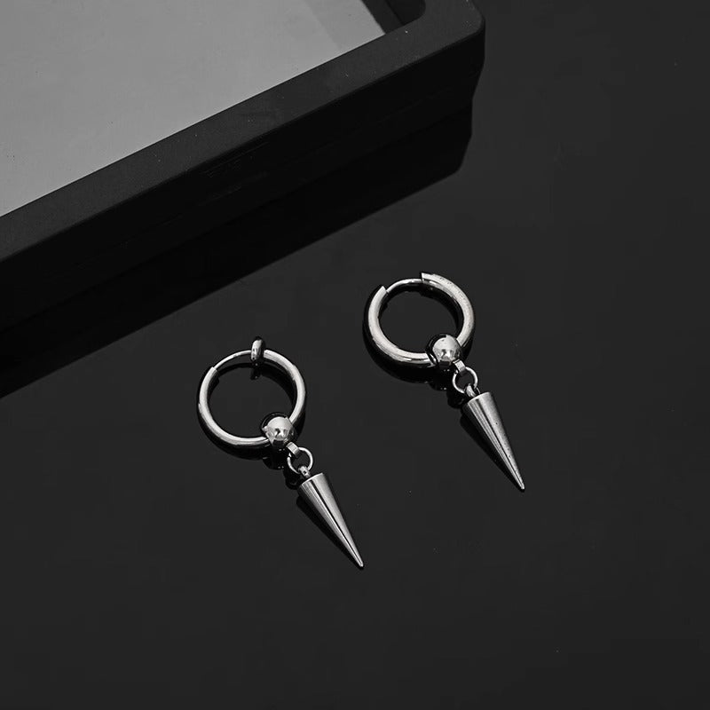 Spike Chain Drop Hoop Earrings