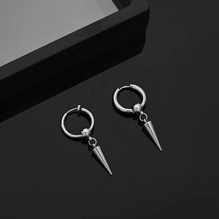 Spike Chain Drop Hoop Earrings