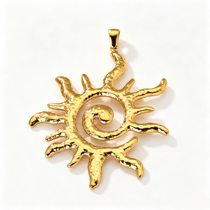 Spiral Sun Pendant Snake Chain Stacked Necklace