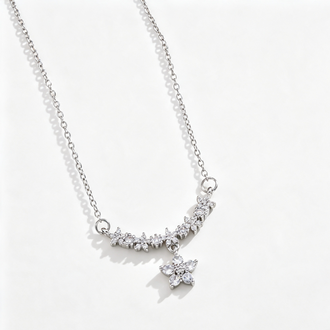 Minimalist Sparkle Floral Choker Necklace
