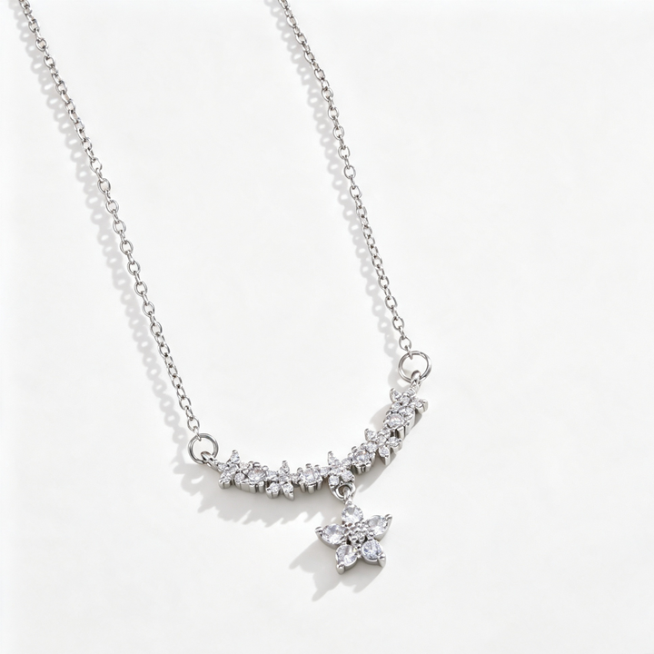 Minimalist Sparkle Floral Choker Necklace