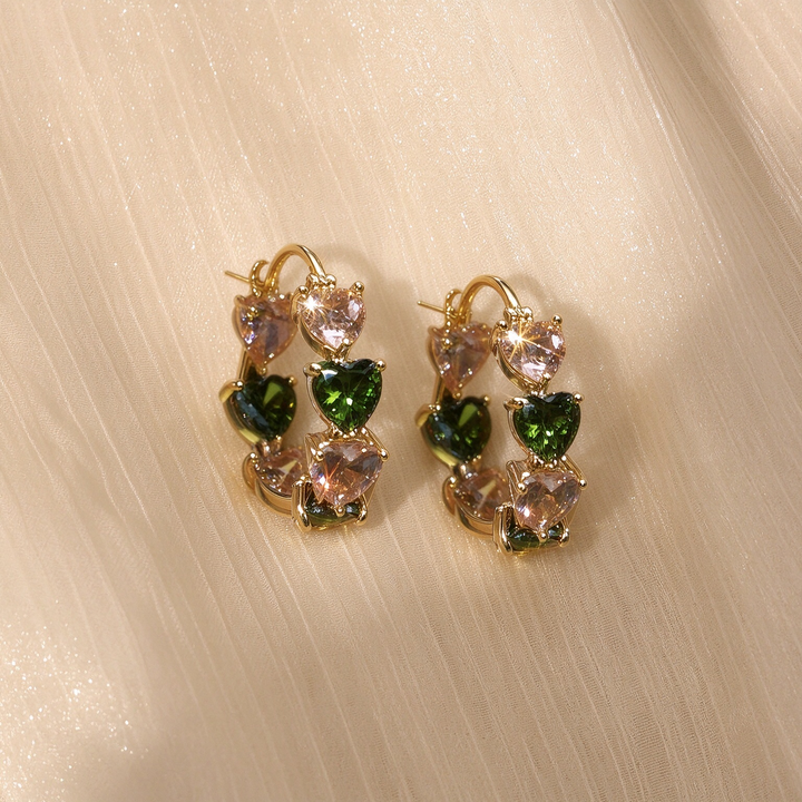 Color Heart Zircon Circle Ear Jewelry
