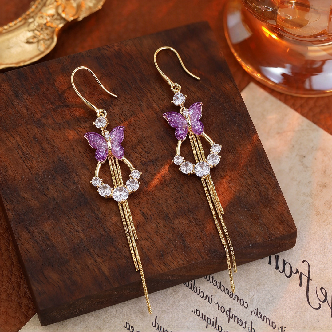 Butterfly Tassel Drop Earrings