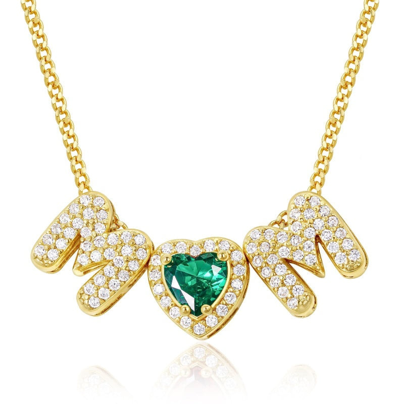 Birthstone MOM Heart Necklace