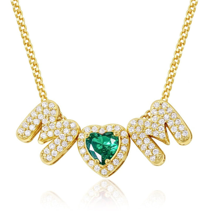 Birthstone MOM Heart Necklace