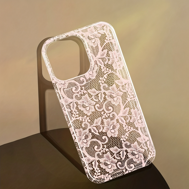 Floral lace print transparent iPhone case