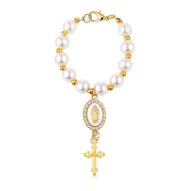 Pearl cross car bag charm