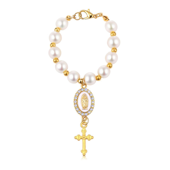 Pearl cross car bag charm