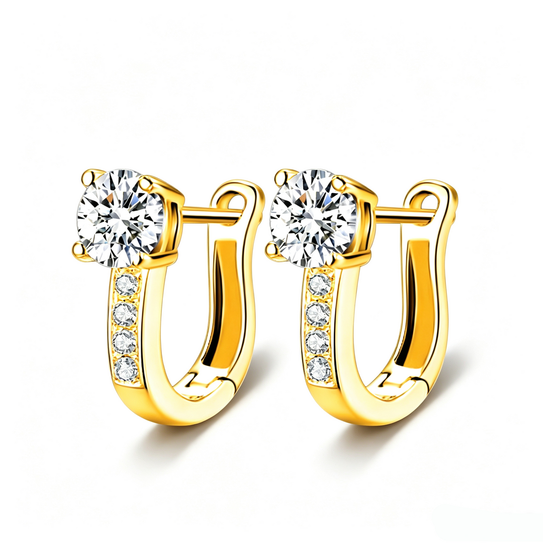 U Shape Sparkle Huggie Hoop Earrings Everyday Outfit